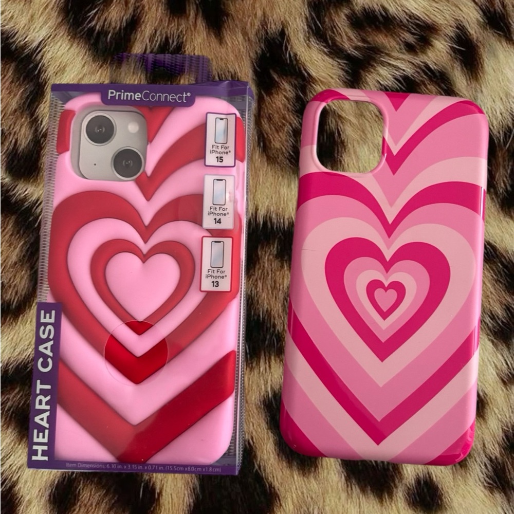 2 Pink Heart Cases for iPhone 13, 14, 15